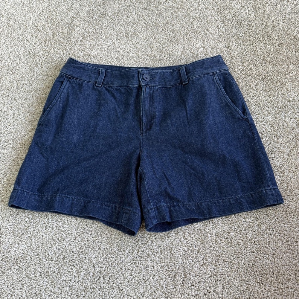 LOFT Outlet Denim Chino Shorts Womens 6 Blue Solid Casual Summer Travel Classic